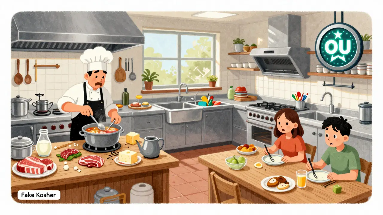 Разделенная кухня: слева — нарушение кошерных правил, справа — чистая, сертифицированная кухня.