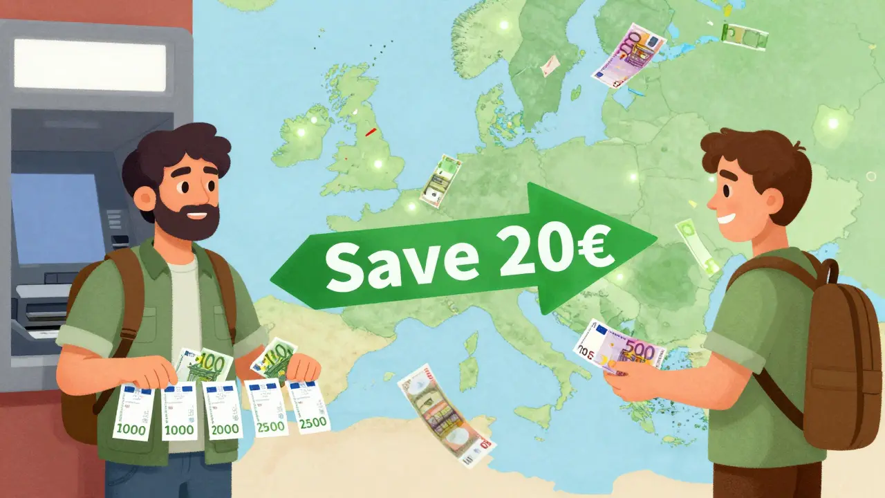 Сравнение: пять маленьких снятий с высокими комиссиями и одно крупное снятие с низкой комиссией.