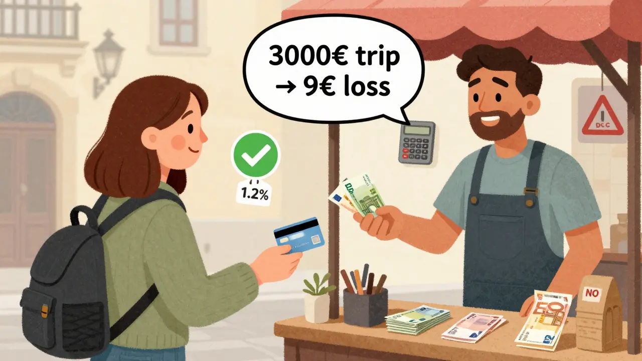 Турист платит картой в кафе — комиссия 1,2%, на рынке расплачивается мелкими купюрами.