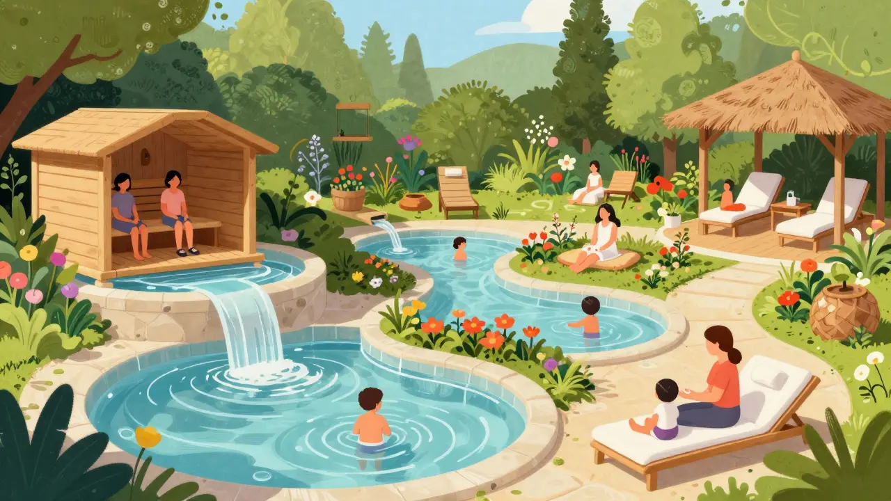 Ботанический сад велнес-курорта с саунами