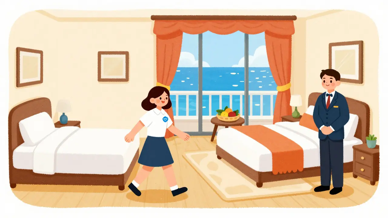 Переход гостя из стандартного номера в роскошный люкс с видом на море