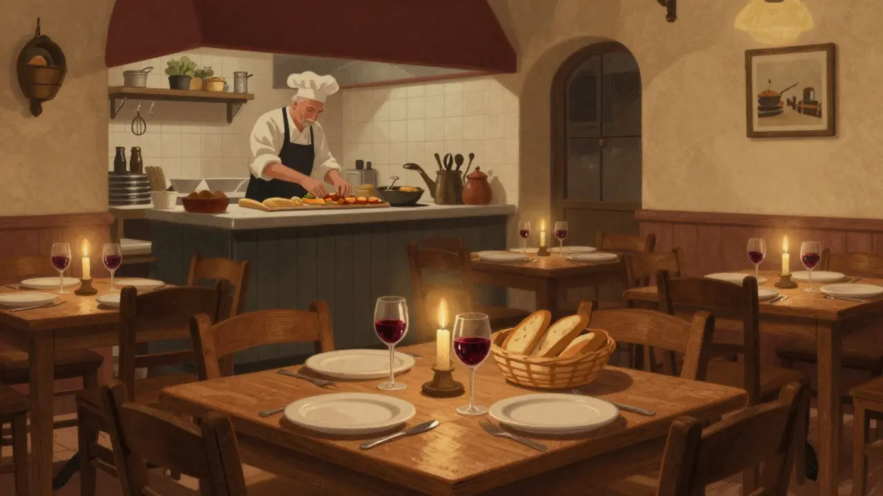Уютный интерьер традиционной итальянской trattoria